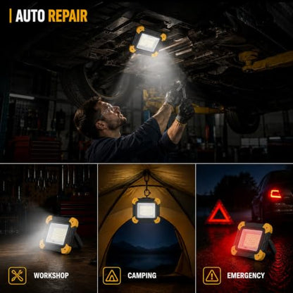 AUMIO 2-Pack Magnetic LED Work Lights, USB Rechargeable 40W with 5 Modes - color: Black + Yellow (2 Pack)