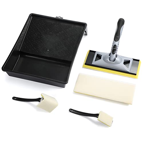 Paint Pad Tray Set,9-inch Paint Pad Applicator with Painter’s Pad Refills,Trim Smart Paint Edger,Corner Painter,Large Wall & Ceiling Paint Pad for Home Interior