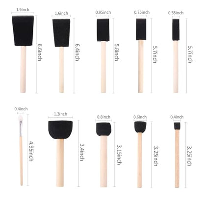 Foam Paint Brushes, 48 Pcs -10 Sizes, Paint Sponge, Premium Foam Brushes - color: Black