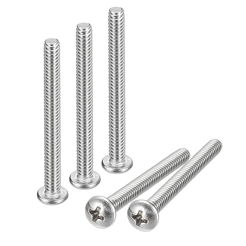 uxcell #10-24x2 Pan Head Machine Screws, 304 Stainless Steel 18-8 Screw, Phillips Drive, Fully Threaded, Bright Finish, Pack of 10 - size: #10-24x2"