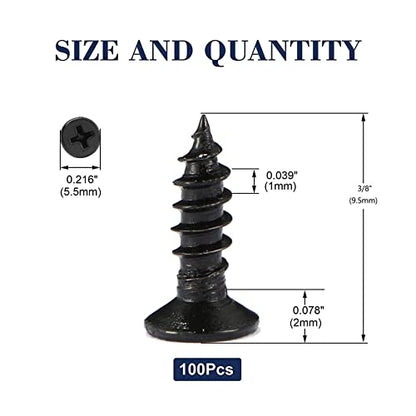 #4 x 3/8" Wood Screw 100Pcs 18-8 (304) Stainless Steel Screws Flat Head Phillips Fast Self Tapping Drywall Screws Black Oxide by SG TZH - size: #4 x 3/8"