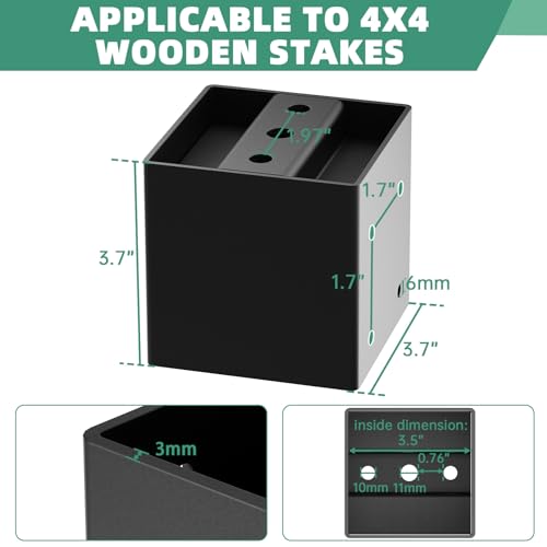 4x4 Post Base, Concealed Fastener Concrete Post Anchor,Elevated Post Base - size: 4×4inch 2PCS