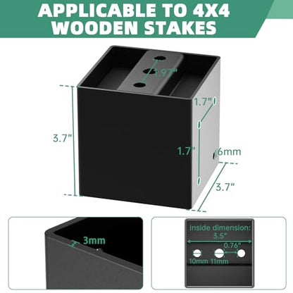 4x4 Post Base, Concealed Fastener Concrete Post Anchor,Elevated Post Base - size: 3.5inch2PCS