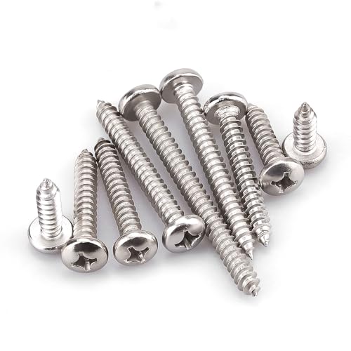 #4 x 1-1/4" (100 Pack) Stainless Steel Phillips Pan Head Wood Screws, Stainless Steel 304 (18-8), Pan Head Sheet Metal Screws Self Tapping for Wood - size: #4 x 1-1/4"
