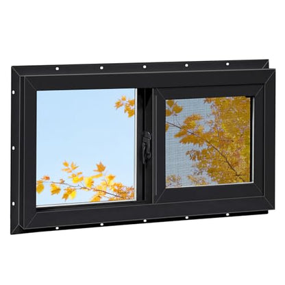 Vinyl Basement Window, Bathroom Sliding Window 32" x 20" Black - size: 32x20 IN