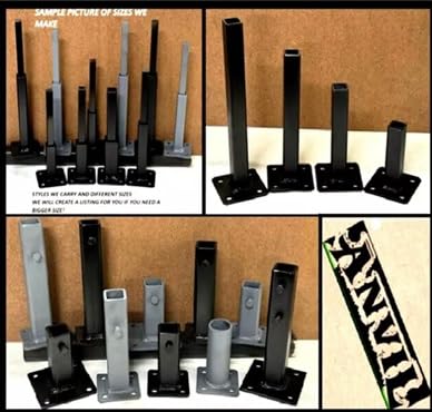 Welding Repair on 1" Non Removable Outdoor Black Rusty Iron Railings Posts 4" Repair Mount,Rail Post Hollow or Solid,3 inch Base Plates Metal Handrail Bracket Paint w Bolts