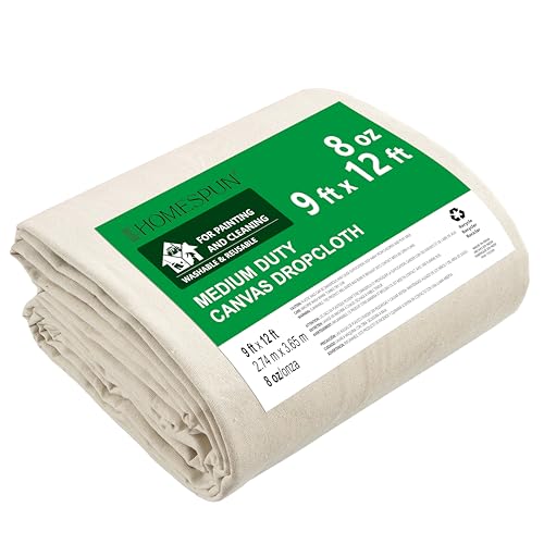 HOMESPUN Reusable Heavy-Duty Absorbent Canvas Drop Cloth 12 x 9 ft - size: 12 ft x 9 ft
