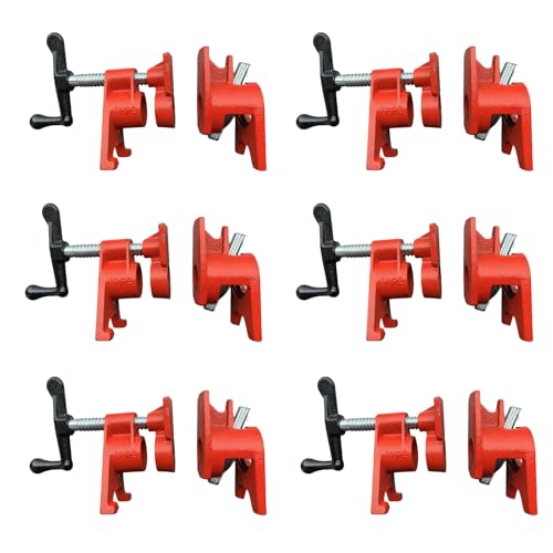 6-Pack 3/4" Wood Gluing Clamp, With Unique Foot Design, Fit for 3/4" Pipe