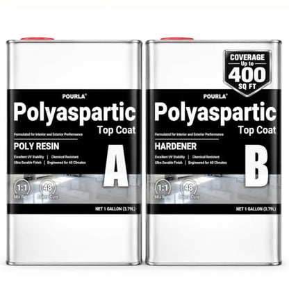 UltraShield Polyaspartic Floor Coating Kit, Clear Top Coat, 2 Gallon