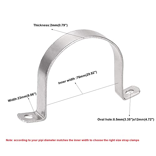 AKIHISA 10 Pcs 3 Inch Heavy Duty 2 Hole U-Tube Strap Clamp,Stainless Steel-304 Rigid U-Bracket Pipe Strap Clamp(ID 76mm) - size: 3in/76mm 10Pack
