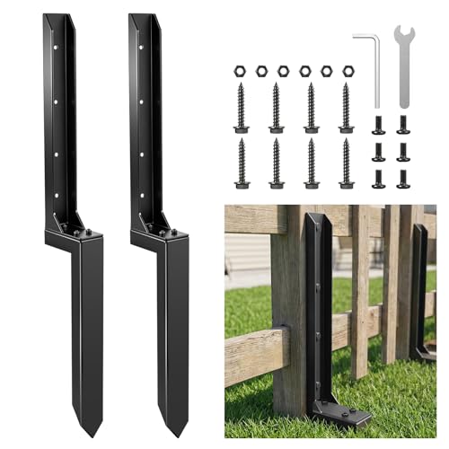 Sakerplus Fence Post Repair Kit, No-Dig Spike for 4x4/6x6 Posts, 2-Pack