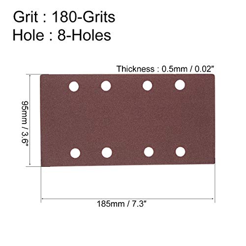 uxcell 180 Grit 1/3 Sanding Sheet Sander Sandpaper Hook and Loop Pads 8 Hole 10pcs - size: 180 Grit