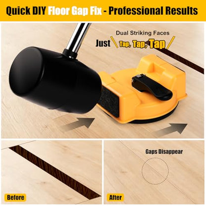 Floor Gap Repair Tool with 4.6" Suction Cup & 5 Adhesive Pads, Double-Sided Heavy Duty Tapping Tool for Hardwood Laminate LVP Vinyl Plank Floors, DIY Gap Fixer Fits 120-300mm Wide Planks, L-Size - size: L