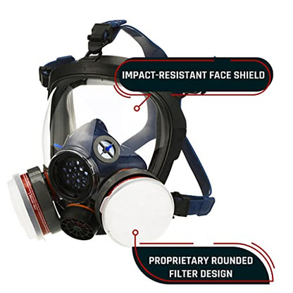 Parcil Distribution Full Face Respirator Mask - Air Purifying, Organic Vapor & Particulate - Industrial Use - CE Tested - color: Pd-100 Inferno Red