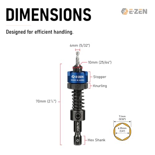 Depth Adjustable Countersink Drill Bit (4 x 10mm, 5/32" x 25/64") 1PCS - size: 4 x 10mm (5/32" x 25/64")