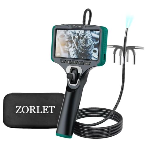 Two-Way Articulating Borescope Camera with Light, Industrial Endoscope Inspection Camera with 0.25 in Slim Articulated Probe, Waterproof Snake Scope for Mechanics & Engine Inspection (Green) - color: Green