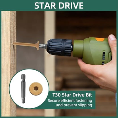 #14 x 4 Lag Screws (200Pcs), Structural Wood Screw, Heavy Duty Exterior Coated Star Drive Lag Screws for Wood, Deck Screws with T30 Star Bit, Washer Head (Yellow) - size: #14 x 4"