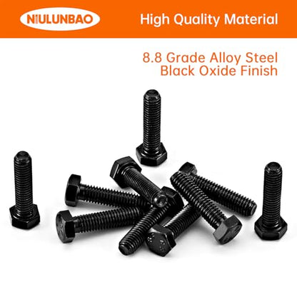 M5-0.8 x 50mm Heavy Duty Hexagon Bolts Hex Head Screws, 8.8 Grade Alloy Steel, Black Oxide Finish, Metric Machine Fully Threaded, 25PCS - size: M5-0.8 x 50mm(25PCS)