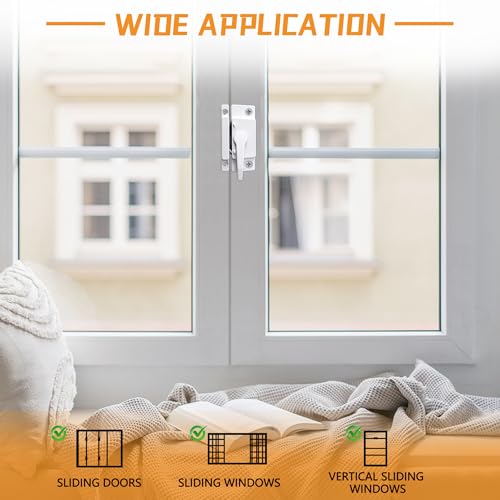 4 Pack Sliding Window Sash Locks for Single-Hung and Double-Hung Windows - color: White-4Set