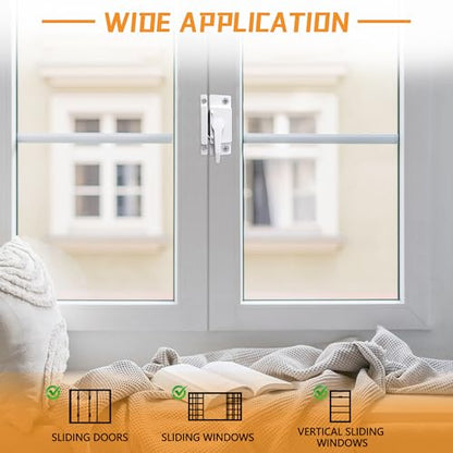 4 Pack Sliding Window Sash Locks for Single-Hung and Double-Hung Windows - color: White-4Set