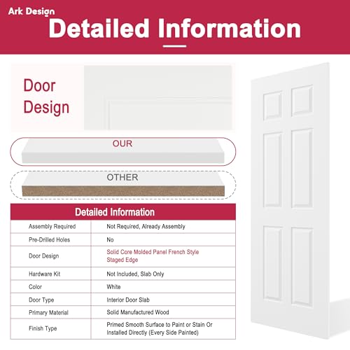 Interior Door,6-Panel Molded Solid Doors,Bedroom Door,24x80 Door - size: 24" x 80"