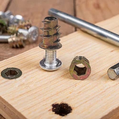 30Pcs M4 x 10mm Zinc Alloy Threaded Insert Nuts, Hex Socket Drive, Internal Thread Connector, Wood Furniture Fastener Kit for Cabinets, Shelves, DIY Woodworking Projects - size: M4*10