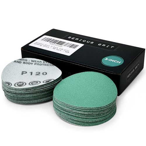 Serious Grit - 3-Inch P120 Grit Hook & Loop Sanding Discs - 50 Pack - style: 120 Grit