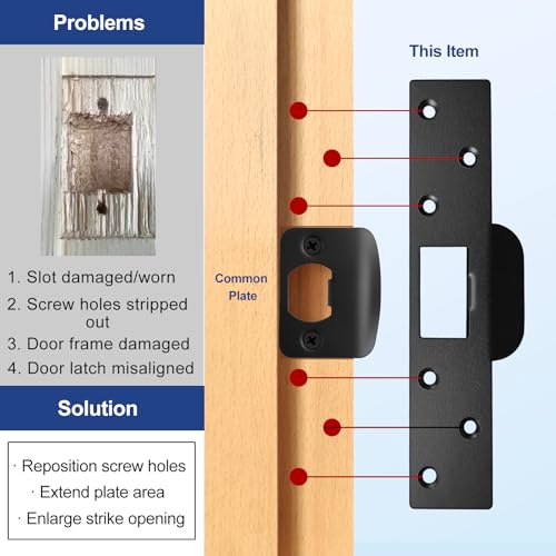Extra-Long Door Strike Plate, Extended Length/Height - color: Matte Black, size: 1 Pack