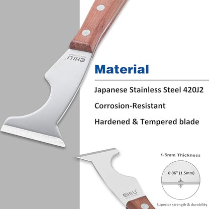 CHILI TOOLS Stainless Steel 5 in 1 Painters Tool with Wood Handle and Metal Hammer End, Made in Taiwan | Spackle Caulk Remover | Roller Cleaner | Putty Knife | Wallpaper Scraper | Can Bottle Opener - style: Paint Scraper