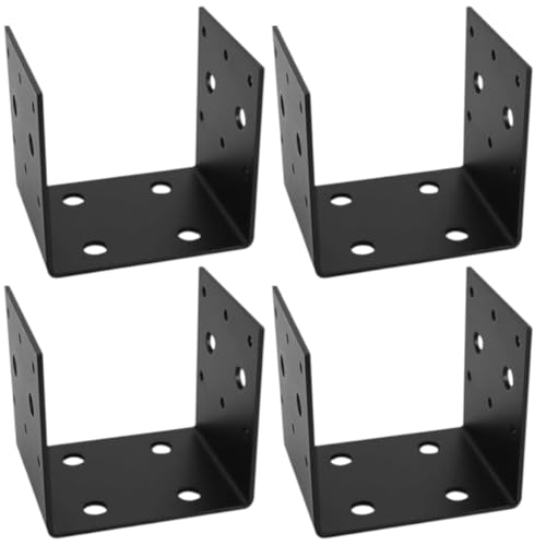 CNQLIS 4 PCS Heavy Duty Shelf Post Base Fit 4" x 4" Post Anchor Connectors - color: Black 4 pieces