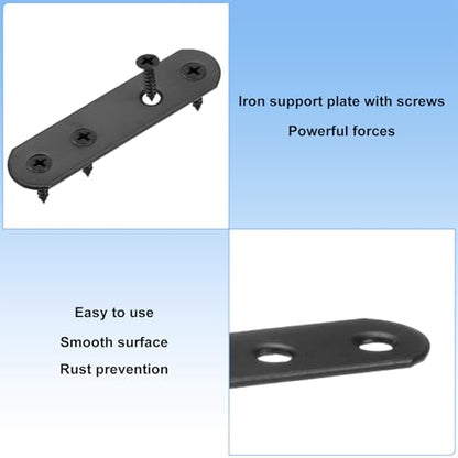 M METERXITY 10-Pack Flat Straight Brackets 2.95x0.71in, Black - color: Black, size: 75mm