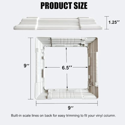 6 x 6 Inches ABS Post Sleeve, Adjustable Skirt, White, 4 Pack - color: 4Pack-White