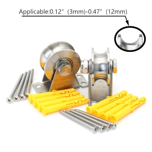U Type Stainless Steel Groove Wheel Wall-Mounted Ceiling Lifting Pulley - size: 2 Pack U Type