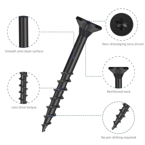 WELLOCKS #8 x 1-1/2 in Black Deck Screws, 1.2 lbs with T25 Bit - size: #8×1-1/2", style: 1.2LBS Black