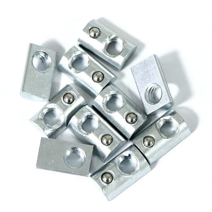 1/4"-20 Threaded Steel Roll in T-Nut with Ball Spring, T-Slot Nuts Accessory Hardwares for 10 Series Aluminum Extrusion Profiles Rail (20)