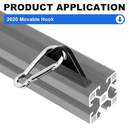 12 Pack 2020 Extrusion Sliding Hook Black - color: Black, size: 20-Sliding Hook