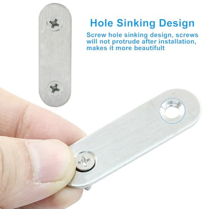 16 Pack 2 Inch Stainless Steel Flat Plate Straight Bracket - size: 2"-50mm-Silver