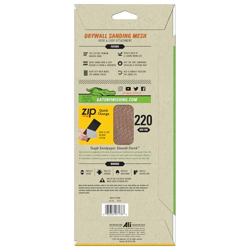 Gator Drywall Sanding Screen Mesh, 220 Grit, 4-Pack - size: 220 Grit (Very Fine)