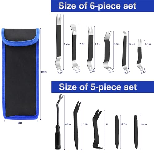 11Pcs AutoTrim Removal Tool Kit, Plastic & Metal Pry Tool Non-Scratch-Black - color: Black, size: 11 PCS