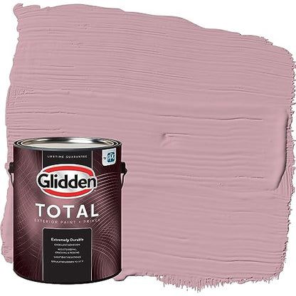 Glidden Total Exterior Paint & Primer All-in-One, Lighthearted Rose/Purple, Flat, 1 Gallon - color: Lighthearted Rose, size: 128 Fl Oz (Pack of 1)