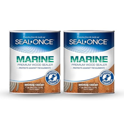 SEAL-ONCE Marine Ready Mix Wood Sealer and Stain, Bronze Cedar, 2 Gallon - color: Bronze Cedar, size: 2 Gallon