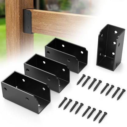 ForoGore 2”x 4” Stainless Steel Deck Railing Brackets Connectors 2x4 Brackets 2x4 Fence Bracket for Stair Fence Railings Decking Wood Post (4, Horizontal) - size: Horizontal