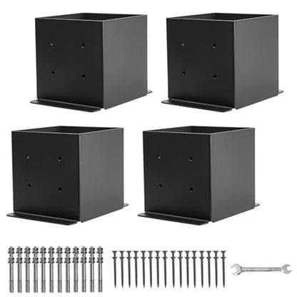 6x6 Post Base 4 Pcs,Post Brackets (Inner Size 5.5"x5.5"),2mm Thick - size: 6X6 4PCS