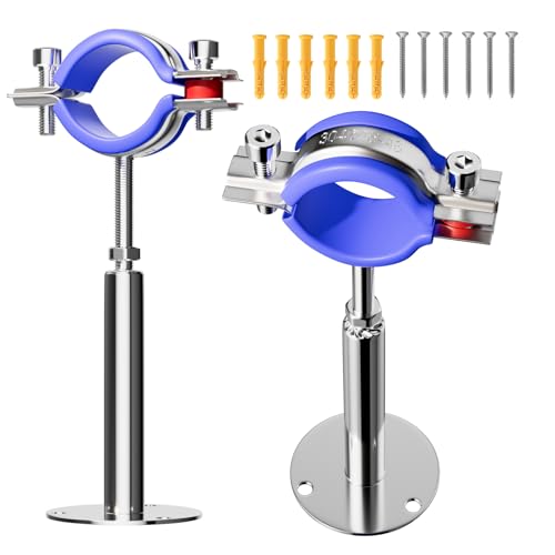 2 Pack Wall Mount Ceiling Mount Pipe Supports Suitable for OD Pipe 45-48mm Adjustable Height 100-200mm Adjustable Pipe Strap Clamp with Screws Stainless Steel - color: Adjustable Height 100-200mm, style: 45mm