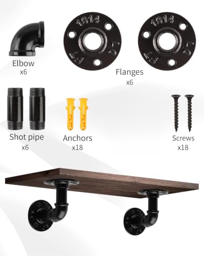 MUZIK 6Pcs 4"×4" L Pipe Shelf Bracket, Heavy Duty Wall Mount, DIY Shelving - size: 4*4 Inch, style: 6 Pack