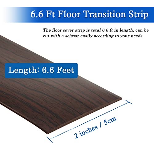 FONUNO Vinyl Floor Transition Strip Self Adhesive Threshold Strip 2" W - color: Black Walnut, size: 5cm, 6.56Ft