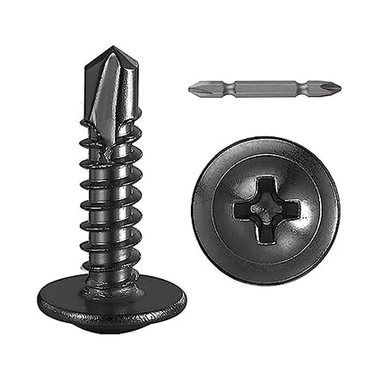 Wensilon (300Pcs)#8×3/4” for Sheet Metal Self-Tapping Screws 410 Black Stainless Steel Truss Head High-Strength Quick Tapping - color: Black, size: #8X3/4"
