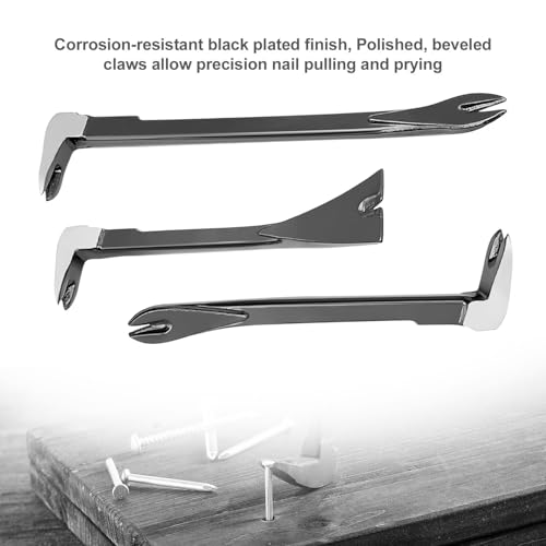 3Pcs Nail Puller Set, 8” and 12” Pry Bar and Chisel Scraperand Chisel Scraper, Mini Pry Bar, Nail Puller Pry Bar and Chisel Scraper, Cats Paw Nail Puller Tool