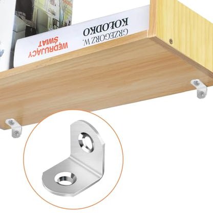 40 Pcs L Bracket Stainless Steel Corner Brace Sets, 90 Degree Right Angle Brackets with 80 Pcs Screws, L Bracket Firmware for Wooden Shelves, Chairs, Tables, Dressers, Furniture (Silver) - size: 40PCS | 20×20MM, style: Silver