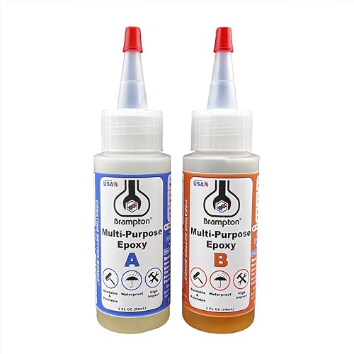 Brampton Multi-Purpose Epoxy, Quick 30-Minute Set, Waterproof 2-Part Epoxy Glue Kit for Tile, Metal, Ceramic, Glass, Wood, Stone, Strong Bonding, Sandable, Paintable Resin, Easy 1:1 Mix, 4 oz - style: 4 FL OZ KIT